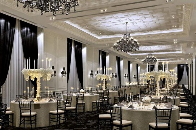 Luxury hotel decor- black chandeliers