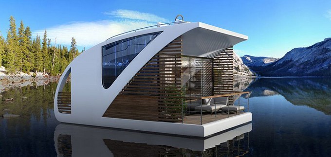 Boat hotel features private catamaran pods