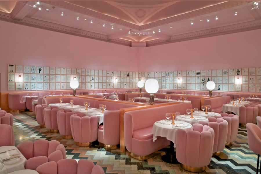 India Mahdavi's The Gallery at Sketch project features an all pink and gold ambiance.