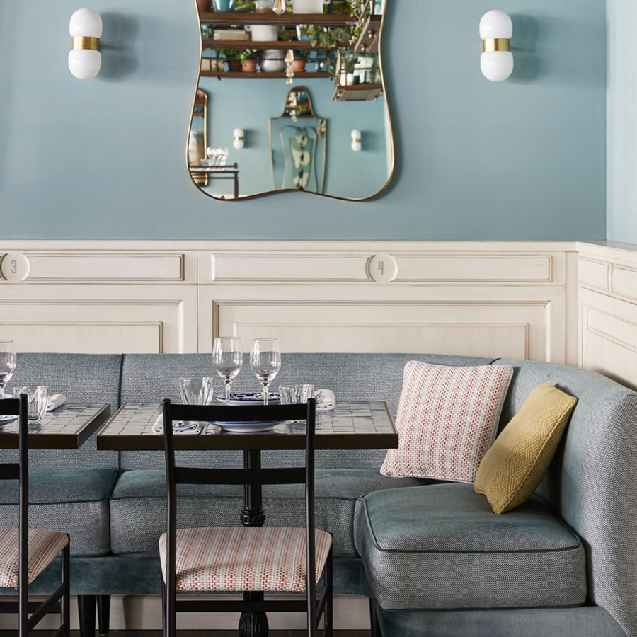 Humbert et Poyet: Restaurants Interior Design Ideas. Cozza project. Restaurant with contemporary design and blue tones.
