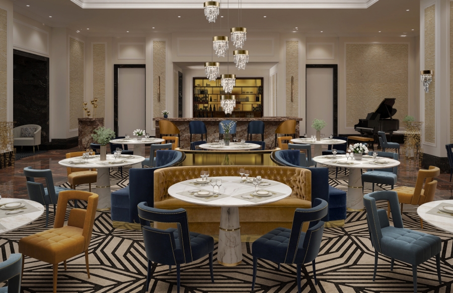 hotel interior design restaurant with agra dining table